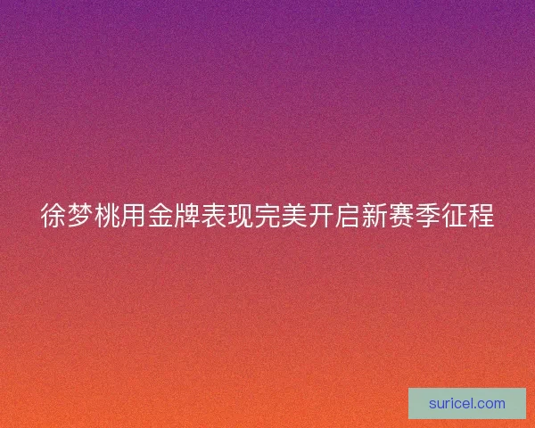 徐梦桃用金牌表现完美开启新赛季征程