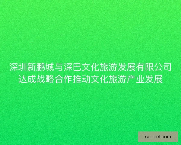 深圳新鹏城与深巴文化旅游发展有限公司达成战略合作推动文化旅游产业发展