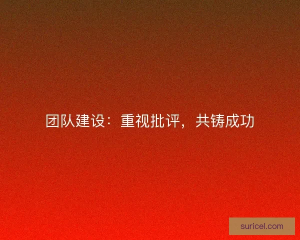 团队建设：重视批评，共铸成功