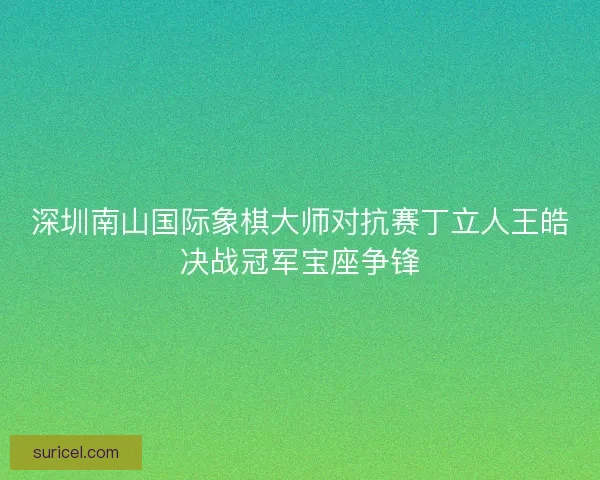 深圳南山国际象棋大师对抗赛丁立人王皓决战冠军宝座争锋